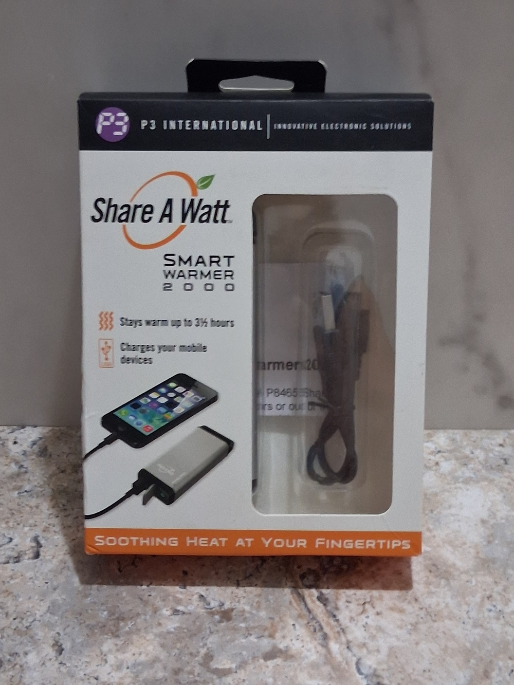 Smart Warmer 2000 Portable Hand Warmer & Charger - White/Orange